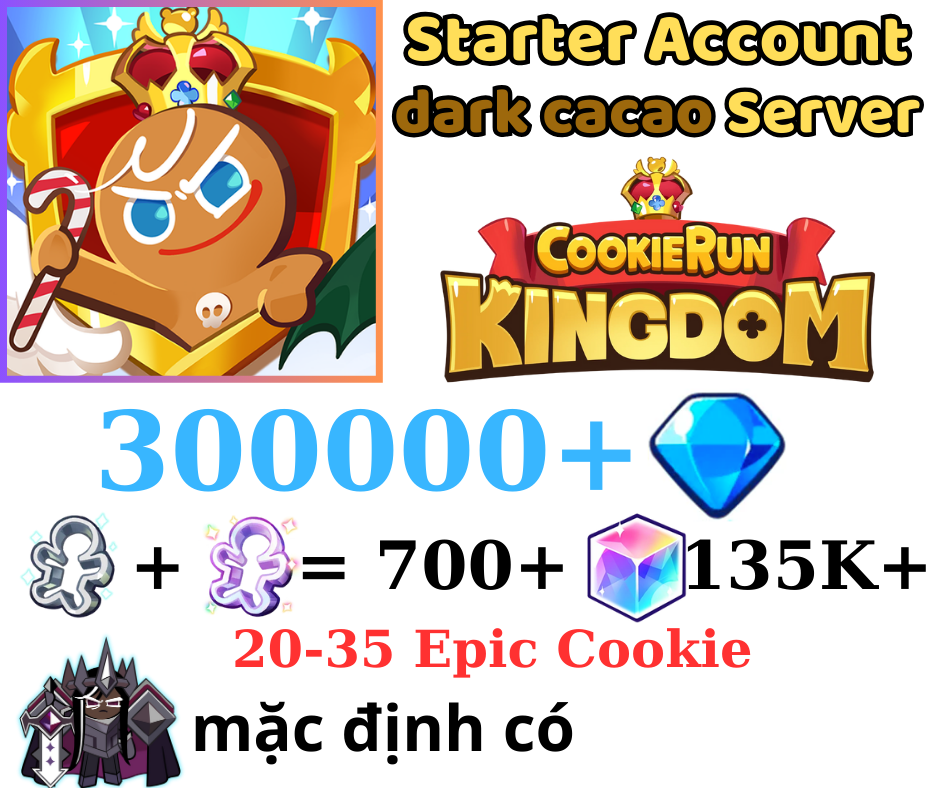 [GLOBAL/Darkcacao]300000+ Gems | Cookie Run: Kingdom Starter Reroll Account